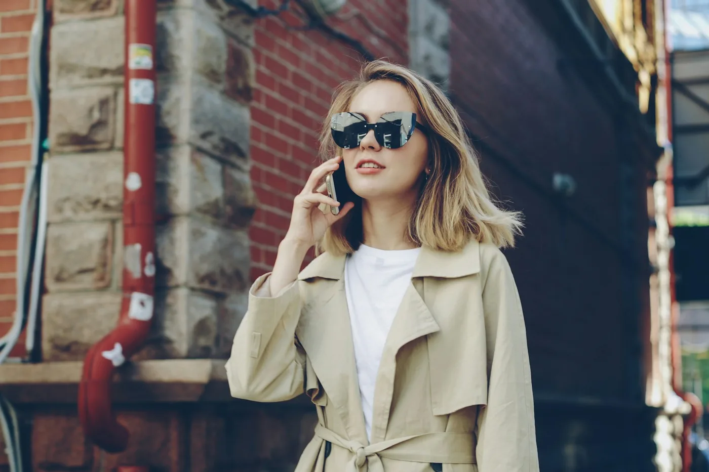 Long Cotton Gabardine Trench
